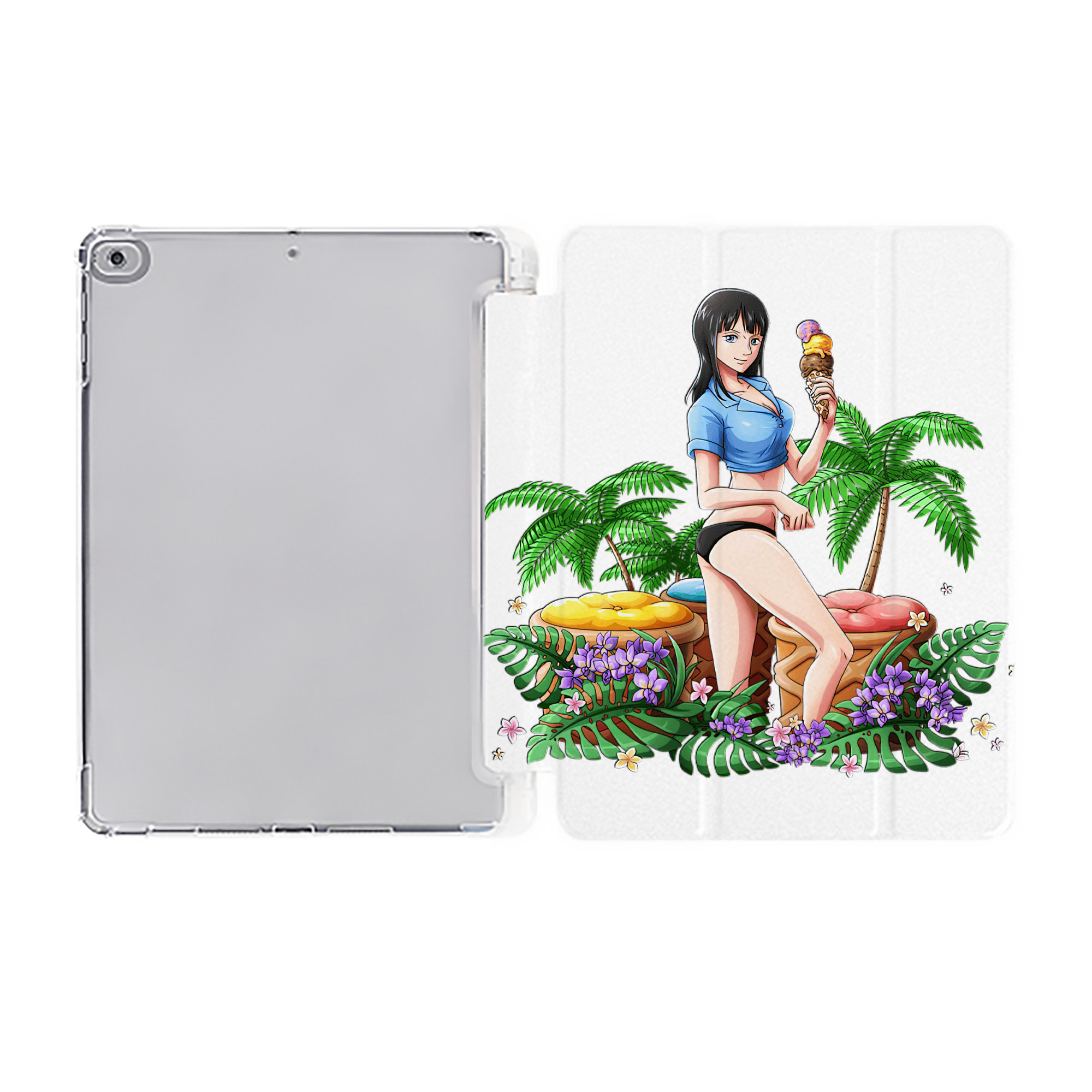 （画像用） ワンピース ニコ・ロビン ONE PIECE Nico Robin IPad ケース ペン収納付き 三つ折りスタンド PUレザー×シリコン 対応機種9.5/10.5/10.9インチ